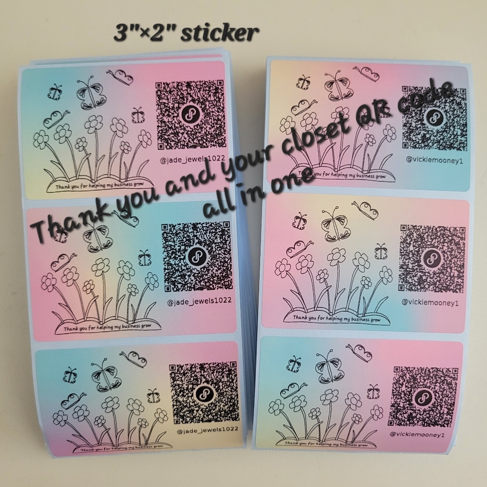 3"×2" All In One Thank You & Your Closet QR code 40pcs
